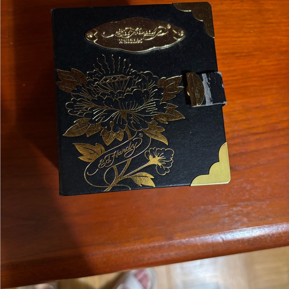 Ed Hardy watch in  Black Box with Gold Floral Accents